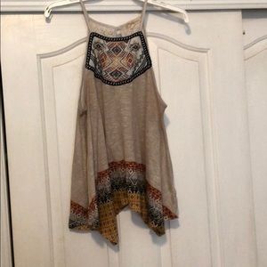 High neck tribal print tank top